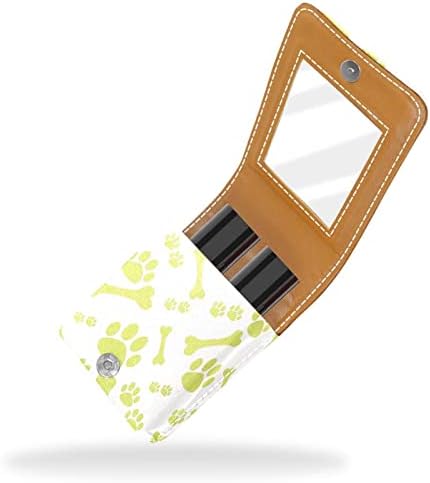 Mini estojo de batom com espelho para bolsa, impressão de pata de cachorro e organização de porta -estacas portáteis