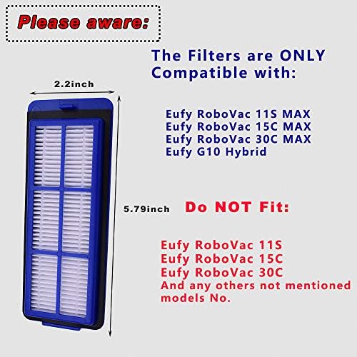 8pcs Vacuums Filtros de substituição compatível com o eufy robovac 11s max, para robovac 15c max, para robovac 30c max g10 híbrido