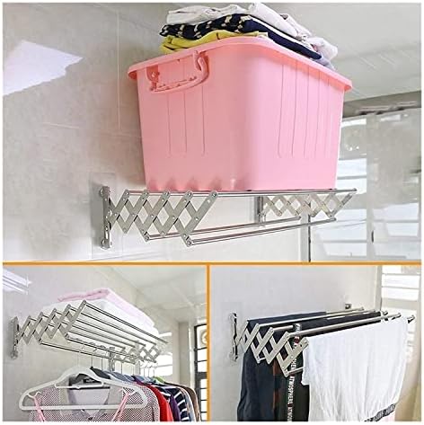 XMCX Roupa retrátil de secagem de rack de parede Montada com a economia de lavanderia pesada com barra de toalha com barra de toalha fácil armazenamento