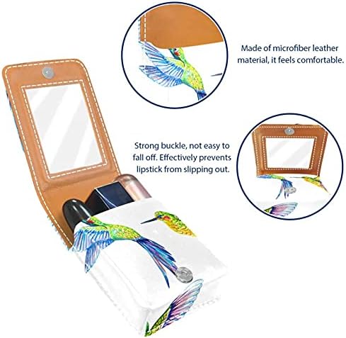 Caixa de batom com espelho Hummingbird Lip Gloss Suports portátil Batom Batom Storage Bolsa de maquiagem Mini Cosmético