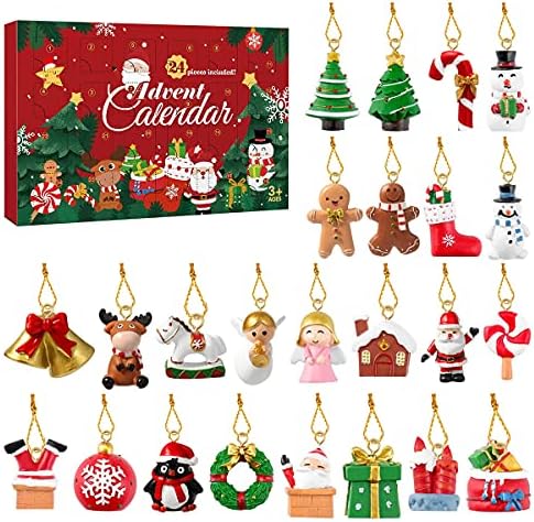 Garneck Christmas Tree pendurou ornamentos, 2020 Countrown de Natal Calendário de advento 24 Natal Ornamentos pendurados