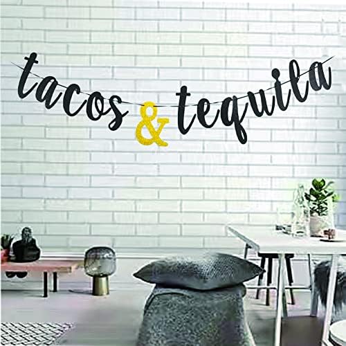 Banner de Tacos e Tequila, para Fiesta Fiesta mexicana, festa de taco, taco às terças -feiras, tacos e decorações de festas