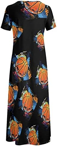 Vestido de manga curta feminina de basquete vestido maxi vestidos longos casuais vestidos longos