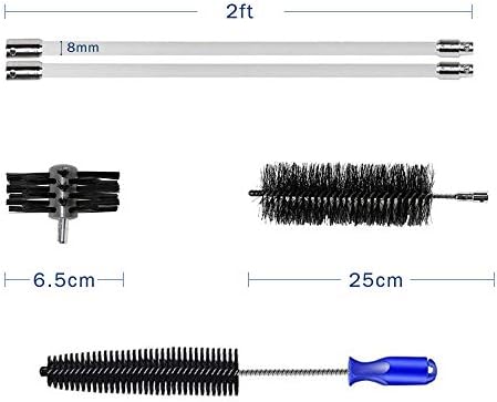 DecflO de limpeza de chaminés de nylon de 12 pés, ferramenta de varredura de cravo poli rígido e hastes de kit de kit de kit