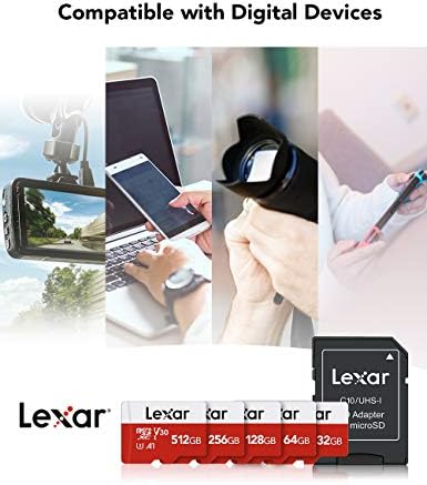 LEXAR 32GB MICRO SD CARD 3 Pacote, MicrosDHC UHS -I Flash Memory Card com adaptador - até 100MB/S, U1, Class10, V10,