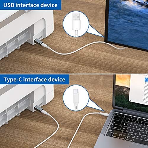 USB C fêmea para impressora adaptador masculino, USB tipo C para USB B Converter Connector Suporte Dados Sincronizar com o irmão HP
