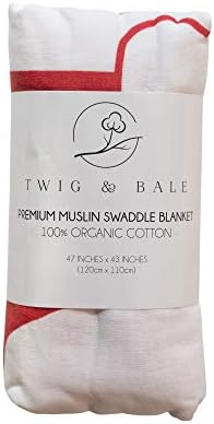 Twig & Bale Madison Wisconsin Baby Blanket Organic Cotton Muslin Swaddle Blanket - 47 x 43 - Fãs de Wisconsin Baby Gift for Boys