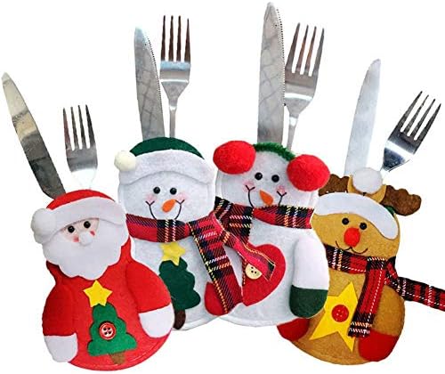 8pcs titular de utensílios de mesa de Natal, faca de boneco de neve de rena de Papai Noel e terno de saco de garfo, decorações