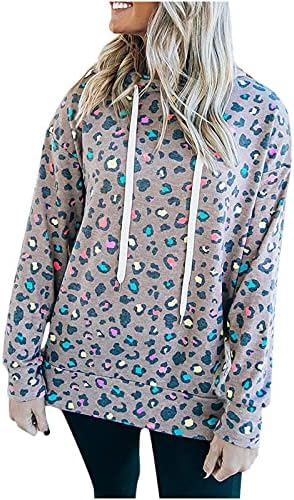 Capuz casual feminino leopardo estampado moletons com capuz