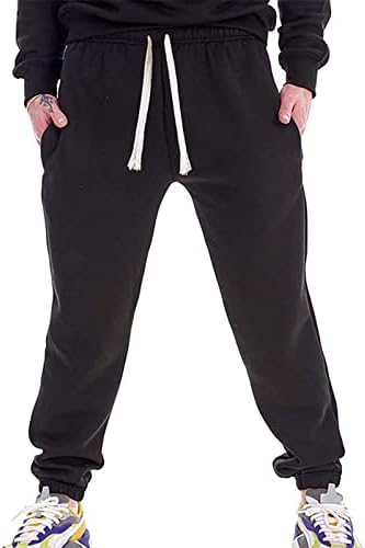 Xiaxogool Flacks for Men, calças de moletom masculinas com bolsos profundos calças casuais básicas Cintura elástica de cordão