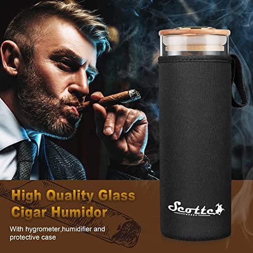 Caixa de cigarro de cigarro de Scotte Carutos de Carutos de Carutos Jar umidificadores C-Higrômetro Crivador Umidificador Tubo de Cigarro Viavel por 4 a 5 Charutos