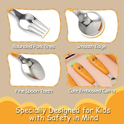 Utensílios de criança, FXFSTEEL SATRAWLER SATHELHE COLULHAS SPOONS AND GRAKS, utensílios de viagem Conjunto de talheres com estojo