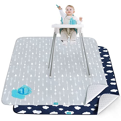 2 Pacote Splat Mat para Under High Chair & Arts & Crafts & Eating Mess, Baby Playtime Baby Time Anti-Slip High Chair Mat,