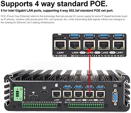 Computador industrial, com processador Intel Celeron 3855U, 4G 64G 4 Way Gigabit Poe Port e 16 bits GPIO, Suporte 4 Way