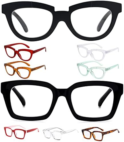 Eyekepper economiza 10% em 5 pacotes mulheres com óculos de leitura de meia lua e 4 pacotes de leitores quadrados de grandes dimensões