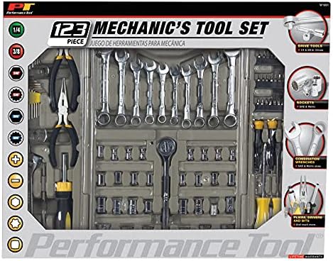 Ferramenta de desempenho - conjunto de ferramentas do mecânico 123pc, ferramentas manuais - conjuntos de ferramentas, bege bege