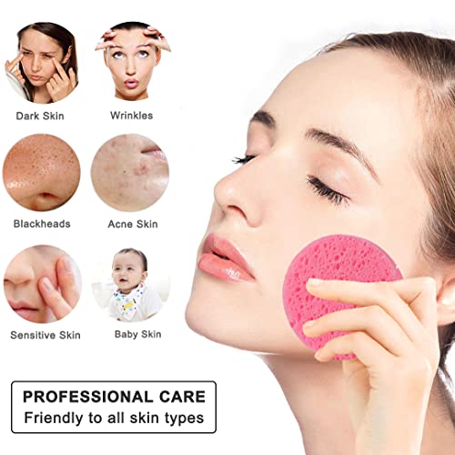 Esponjas faciais compactadas de 50 contagens para limpeza diária e esfoliação suave, esponja de celulose natural