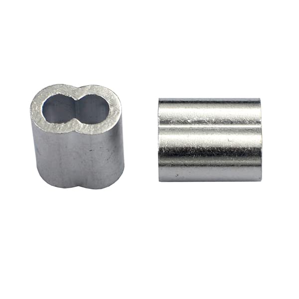 DGOL 100 PCs 5/32 polegadas Cabo de aço Fio de alumínio Crimps de alumínio Mangas de corda Pranchone