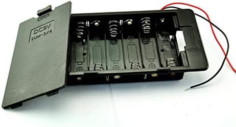 Caixa de suporte de bateria de plástico reutilizável preto com tampa para 6 x AA 9V Battery Nice Design