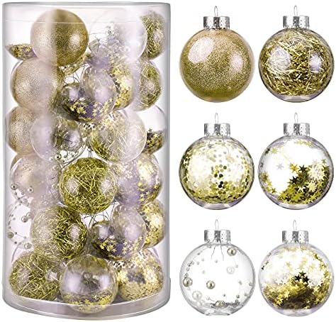 Nuobesty 36pcs 2. 36 enfeites de bola de natal ornamentos de bola transparentes decorações penduradas em árvore de natal de plástico