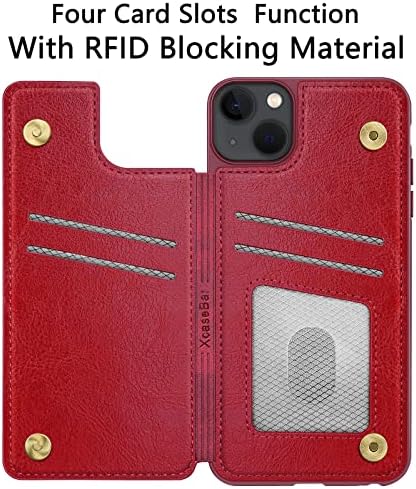 XCaseBar para iPhone 14 Plus 6,7 Caixa de carteira com [bloqueio de RFID] [titular do cartão de crédito 4, Livro do Livro