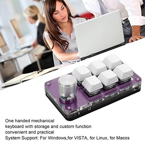 Mini teclado de jogos de macro mecânicos, 6 teclas com uma mão de teclado USB PC com botão, função personalizada de atalho programável,