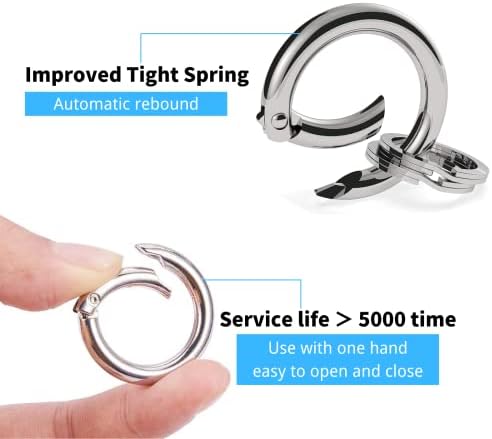 Principais anéis para chaveiros, Sunxer Easy Open Spring O Rings Small Split Rings Key Tag Dog Anel para chaves de bolsas Bolsa de bolsa Diy Organizador Acessório LELO DE ZINC