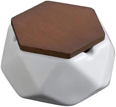 Cerâmica WSSBK Ashtra ， cinzeiro de cerâmica geométrica à prova de vento com tampa em casa ou cinzeiros externos