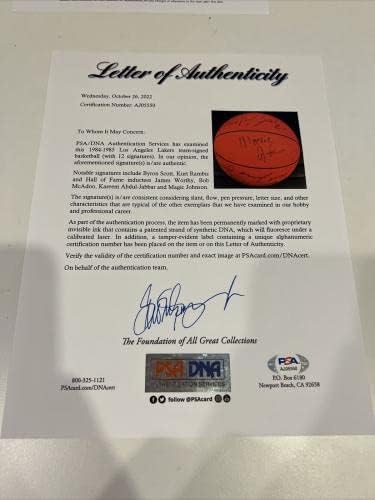1984-85 LOS ANGELES LAKERS A equipe da NBA Champs assinou basquete vintage PSA DNA CoA - Basquete autografado
