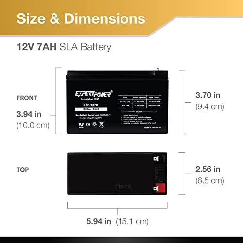 ExpertPower 12V 7Ah Bateria de chumbo com chumbo selado de 7ah || EXP1270 || Substitui os backups da APC ES 500 VA, BE500C, BE500U