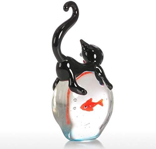Walnuta Cats modernos e peixe dourado presente de vidro decoração de vidro de vidro mini -estatuetas de estatuetas multicoloras acessórios para decoração