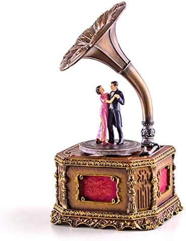 Myingbin Resin Retro Phonograph Box Romantic Dance Casal estátua Caixas musicais Presente de aniversário para namorada,