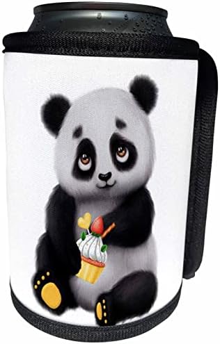 3drosrose fofo urso panda segurando uma ilustração de cupcake - enrolamento de garrafa mais fria