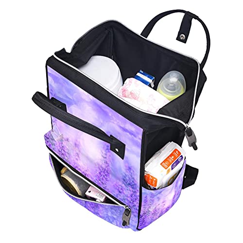 Bolsas de fraldas violeta Backpack Mummy Backpack de grande capacidade Bolsa de enfermagem Bolsa de viagem para cuidados com o bebê