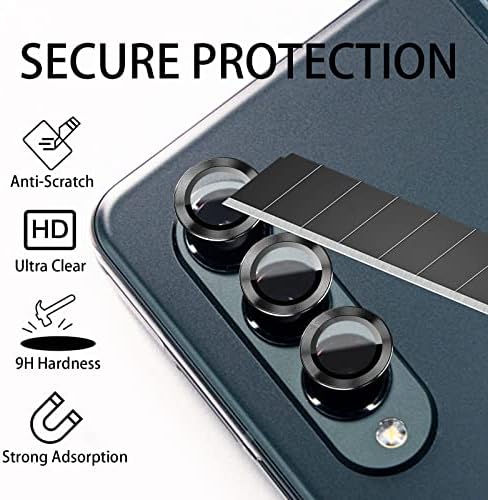 Lente da câmera Protetor para Samsung Galaxy Z Fold4,9h Protetor de câmera de vidro temperado, metal anel individual anti