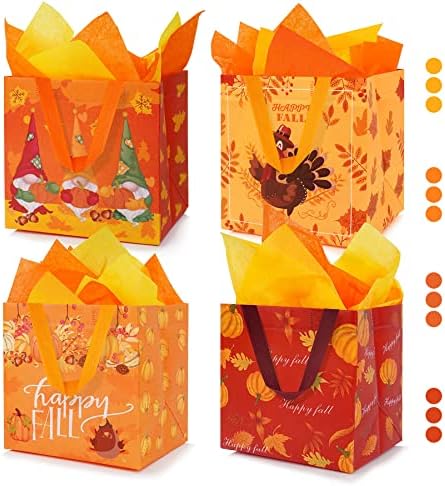 Sacos de presentes de Anotion Ação de Graças, sacos de presente de outono 12 pacotes, sacolas reutilizáveis ​​de graças