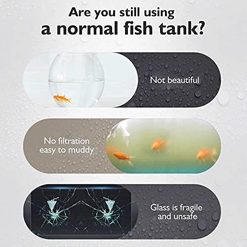 WPYYI Aquarium Fish Tank 5.5L com filtro de energia iluminação colorida transparente para LED para decoração de desk de escritório