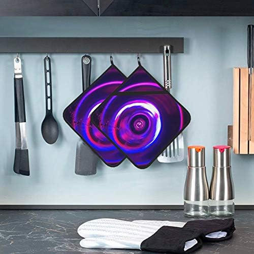 Projeto de vidro de abstração rosa roxo UV Praves quentes para o balcão de cozinha Conjuntos de cozinha resistentes a calor 2 PCs Potholder 8 × 8 polegadas para cozinhar e assar