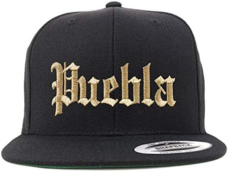 Trendy Apparel Shop English Puebla Puebla Gold Bordado Bordbill Snapback Baseball Cap
