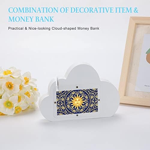 Celestial Baroque Blue Gold Piggy Bank Cloud Shape Money Money Bank para meninos presentes de meninas