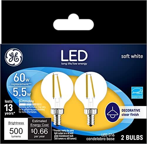 Lâmpadas LED de iluminação GE, 60 watts eqv, branco macio, lâmpadas globais G25, pequena base