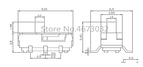 Interruptores industriais bienka 20pcs ms22d18 smt interruptores de alternância smd 6pins alça alta 2mm 2p2t O interruptor