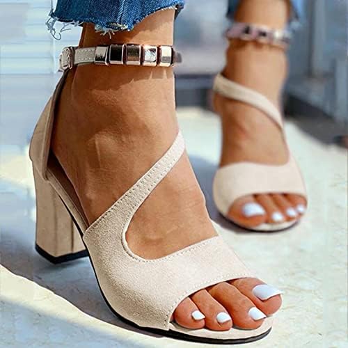 AAYOMET SANDALS MULHERES VELHENTES DE VERÃO, Sandálias femininas Comfortar sandálias de fivela de fivela peep dedo sandals de salto