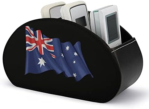 Bandeira do suporte de controle remoto de couro da Austrália com 5 compartimentos bandeja de mesa de armazenamento de escritório