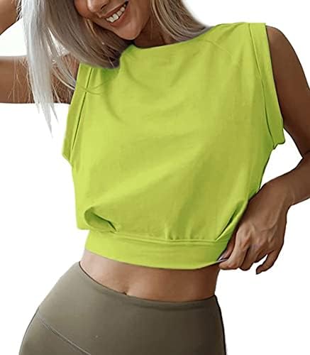 Camisetas atléticas de topo de colheita para mulheres fofas de ioga sem mangas, executando camisas de treino de ginástica xs-xl