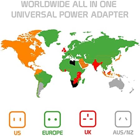 Viagem USB Plus International Power Adapter Compatível com Celkon A105 para energia mundial para 3 dispositivos USB TypeC, USB-A para