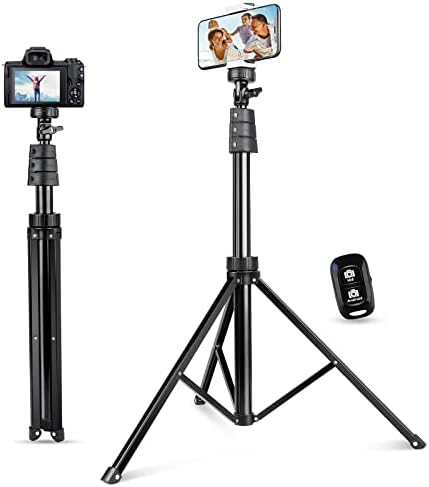 Ubeesize 67 '' Tripod Stand e Selfie Stick Tripé com Tripé remoto e de telefone celular com porta de telefone para gravação, compatível