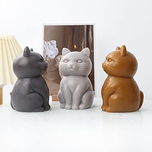 Molde de vela de gato 3D xidmold, molde de fundição de resina de animais de silicone, molde de silicone de gato gordo para chocolate, fondant, sabão, vela, bomba de banho, argila de polímero, artesanato de arte de resina