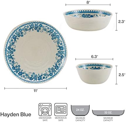 Pfaltzgraff Hayden Floral 12 peças conjunto de utensílios, serviço para 4, azul