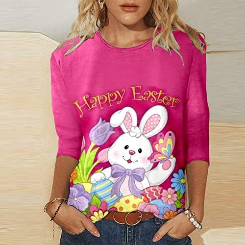 Fudule Mulheres Feliz Camisas de Páscoa, Feliz Dia da Páscoa Feliz Camiseta colorida de coelhinho do ovo T-shirt Presente de Páscoa para mulheres